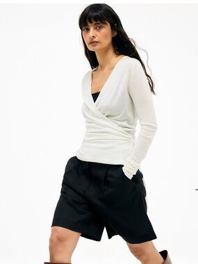 Merino Blend Knitted Overlap Top